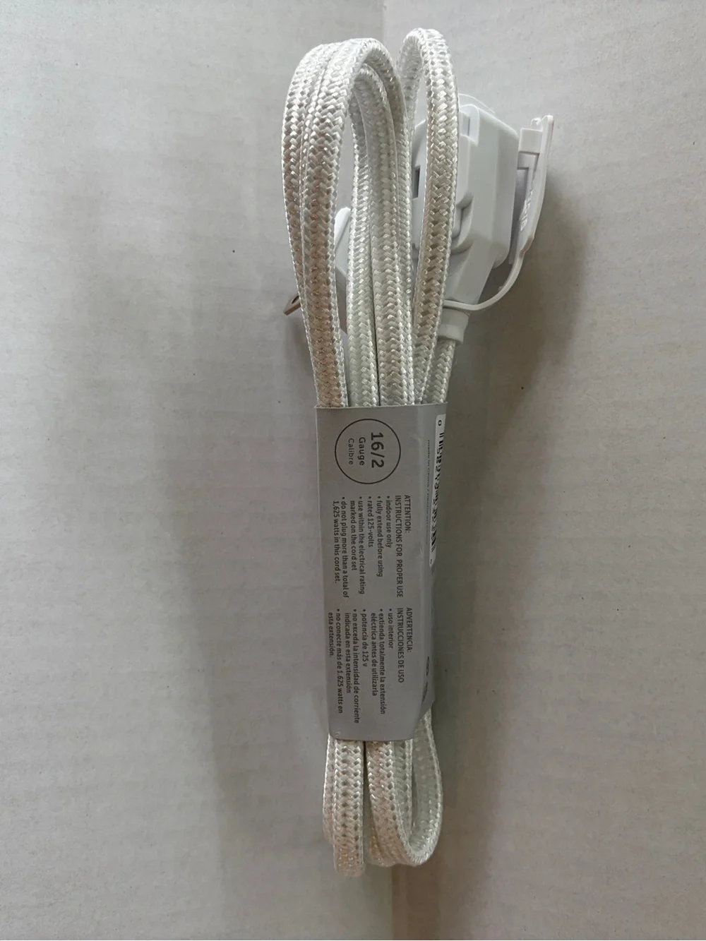 Globe Designer 9ft Braided Extension Cord | 3 Outlet Power Strip White NWT